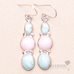 Larimar a opál růžový náušnice stříbro Ag 925 22792