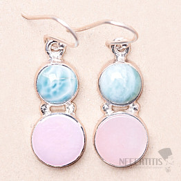 Larimar a opál růžový náušnice stříbro Ag 925 22793