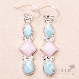 Larimar a opál růžový náušnice stříbro Ag 925 22794