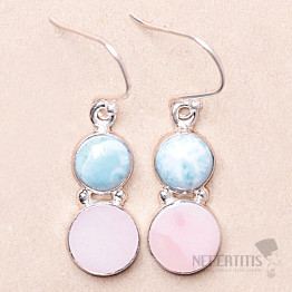 Larimar a opál růžový náušnice stříbro Ag 925 22795