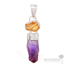 Designer pendant amethyst raw silver Ag 925 P2335
