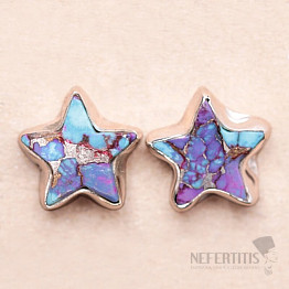 Tyrkys modro-fialový náušnice stříbro  Ag 925 23365