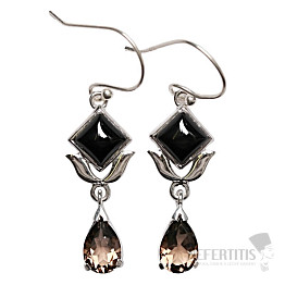 Dizajnové náušnice onyx striebro Ag 925 E235