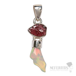 Designer pendant Ethiopian opal raw silver Ag 925 P2351