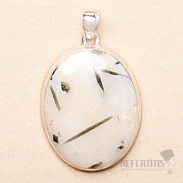 Turmalín zelený v krištáli prívesok striebro Ag 925 P236