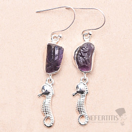Raw amethyst earrings silver Ag 925 23822