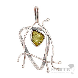 Designer pendant olivine raw silver Ag 925 P2418