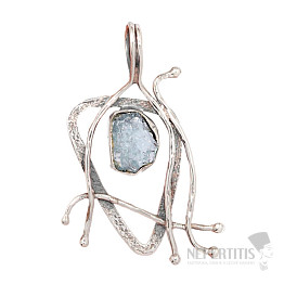 Dizajnový prívesok akvamarín surový striebro Ag 925 P2419