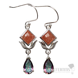 Designer earrings sunstone, silver Ag 925 E247