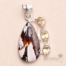 Versteinertes Holz Anhänger Silber Ag 925 25196