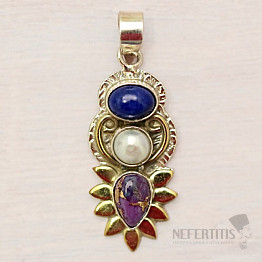 Turquoise purple pendant silver Ag 925 25563