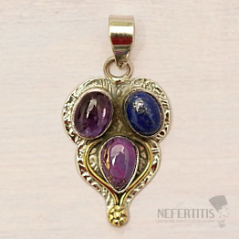 Turquoise purple pendant silver Ag 925 25567