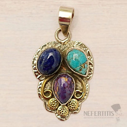 Turquoise purple pendant silver Ag 925 25571