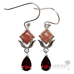 Designové náušnice sluneční kámen, stříbro Ag 925 E257