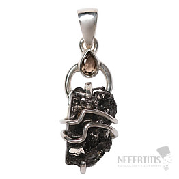 Designový přívěsek hematit surový stříbro Ag 925 P282