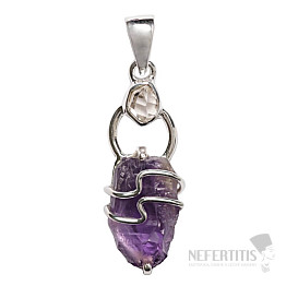 Designer pendant amethyst raw silver Ag 925 P292