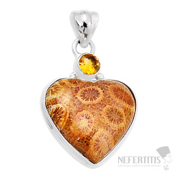 Coral fossil Indonesian pendant silver Ag 925 29538