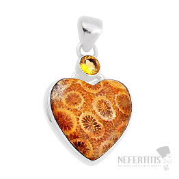 Korál fosilní indonéský přívěsek stříbro Ag 925 29539