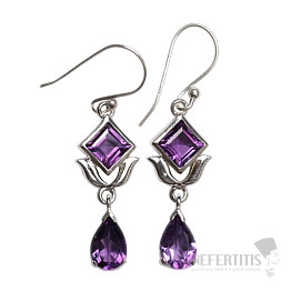 Designové náušnice s ametystem stříbro Ag 925 E3