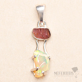 Opál etiopský a turmalín růžový přívěsek stříbro Ag 925 LOT3