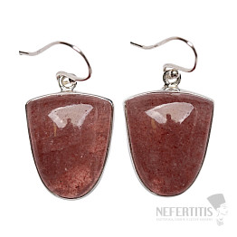 Kryštál jahodový náušnice striebro Ag 925 E30