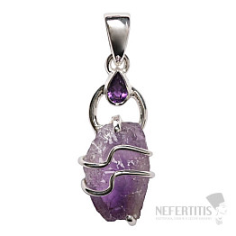 Designer pendant amethyst raw silver Ag 925 P300