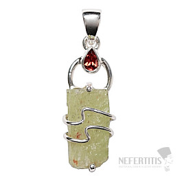 Dizajnový prívesok kyanit zelený surový striebro Ag 925 P304