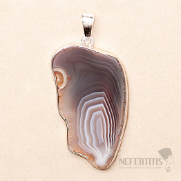 Achát Botswana plátek přívěsek stříbro Ag 925 P311