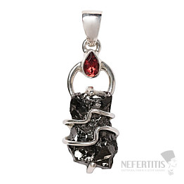 Designer pendant hematite raw silver Ag 925 P313