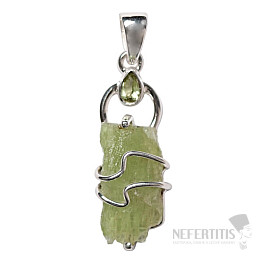 Designer pendant kyanite green raw silver Ag 925 P314