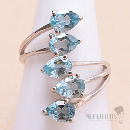 Topaz modrý prsten stříbro Ag 925 KO317