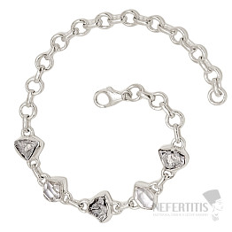Herkimer diamond and meteorite bracelet silver Ag 925 B318