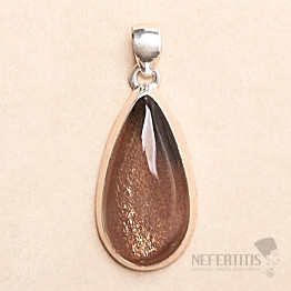 Sluneční kámen černý přívěsek stříbro Ag 925 P318