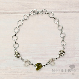Armband aus Vltavín, Herkimer-Diamant und Campo del Cielo-Meteorit, Silber Ag 925, LOT32