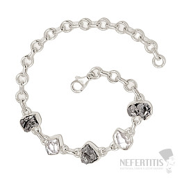 Herkimer diamant a meteorit náramek stříbro Ag 925 B321