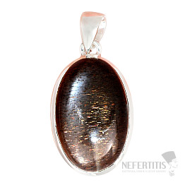 Slnečný kameň čierny prívesok striebro Ag 925 P322