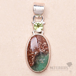 Chryzopras boulder přívěsek stříbro Ag 925 32251