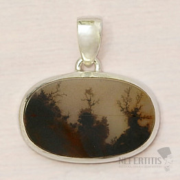 Achát dendritický přívěsek stříbro Ag 925 P3236