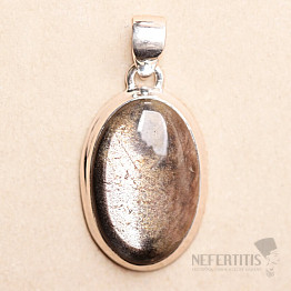 Sluneční kámen černý přívěsek stříbro Ag 925 P327