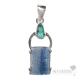 Designer pendant blue kyanite raw silver Ag 925 P328