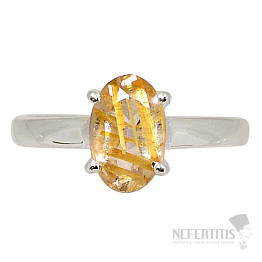 Sagenit krištáľ s rutilom brúsený prsteň striebro Ag 925 R342