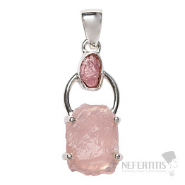 Designer pendant rose quartz silver Ag 925 P343