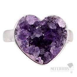 Amethyst druzica heart ring silver Ag 925 R344