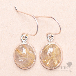 Sagenite crystal with rutile earrings silver Ag 925 KO345