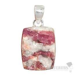 Tourmaline rubellite in crystal raw pendant silver Ag 925 P349