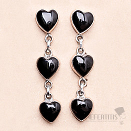 Obsidian earrings silver Ag 925 34960