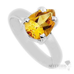 Citrín brúsený prsteň striebro Ag 925 35200