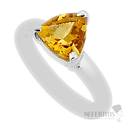 Citrín brúsený prsteň striebro Ag 925 35207