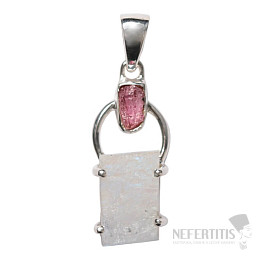 Dizajnový prívesok mesačný kameň dúhový striebro Ag 925 P353