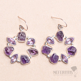 Amethyst geschliffene Ohrringe Silber Ag 925 KO353